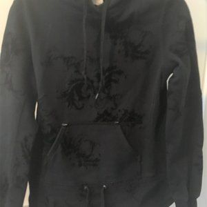TRIPLE 5 SOUL BLACK Velvet Design Flocked HOODIE